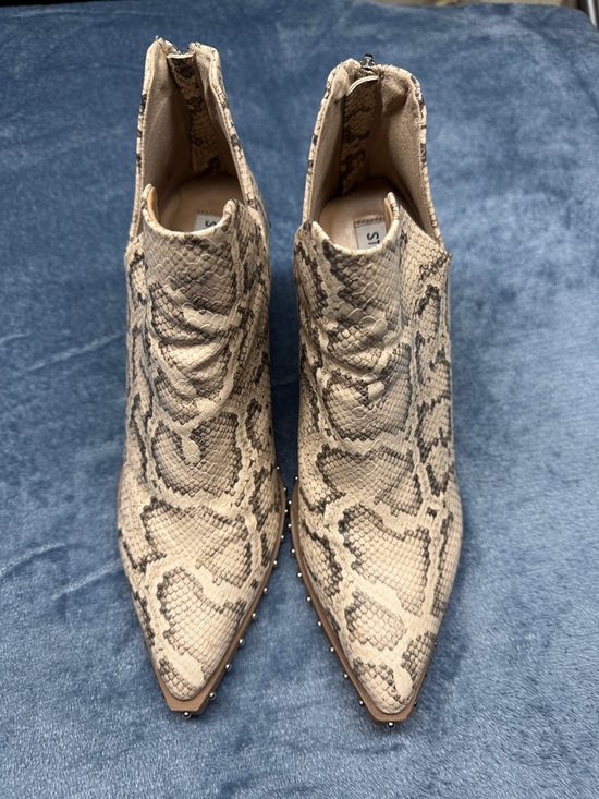 Steve Madden Shoes - Steve Madden Beige Snake-Print Pointed Ankle Booties